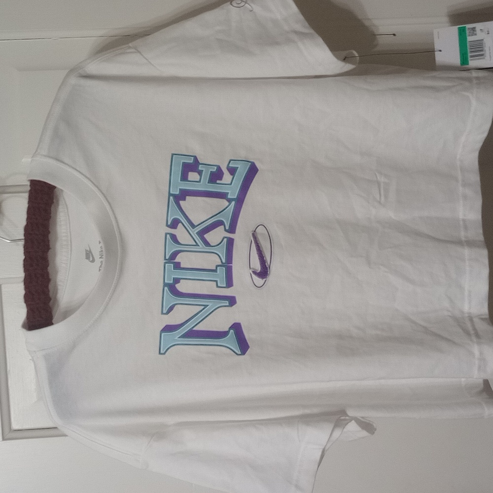NWT NIKE Crop Top SWOOSH Size XL  Purple and Blue